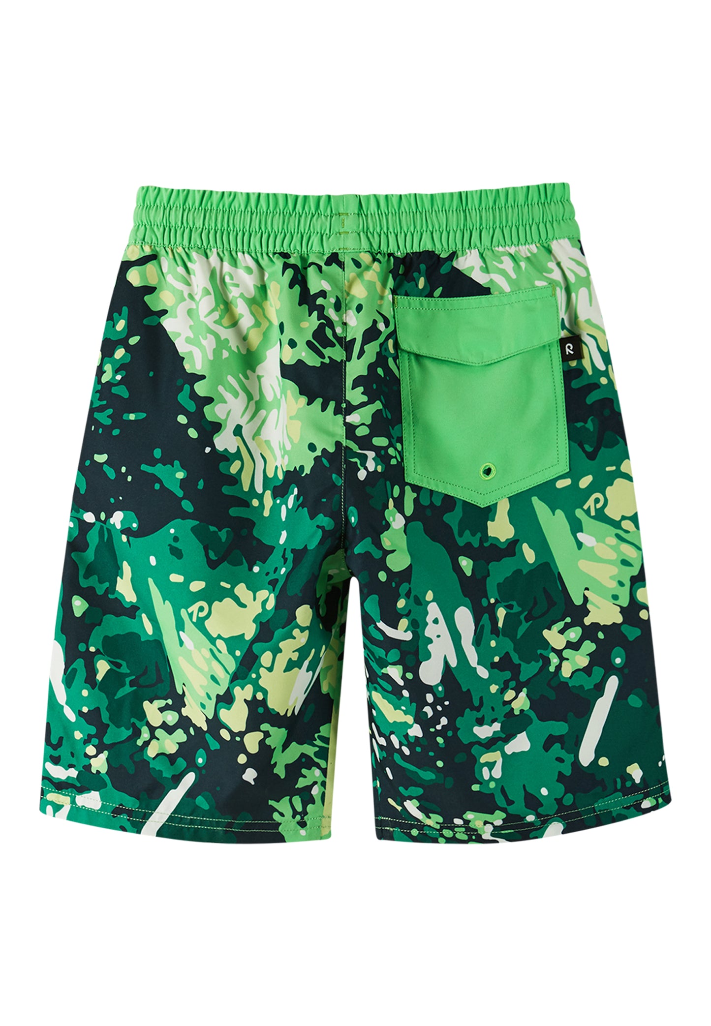 REIMA Badehose <br>Papaija <br>Gr. 98, 104, 110<br> UV-Schutzfaktor 50+<br> schnelltrocknend<br> mit Netzhose innen <br>Bund mit Kordel regulierbar<br> knielang