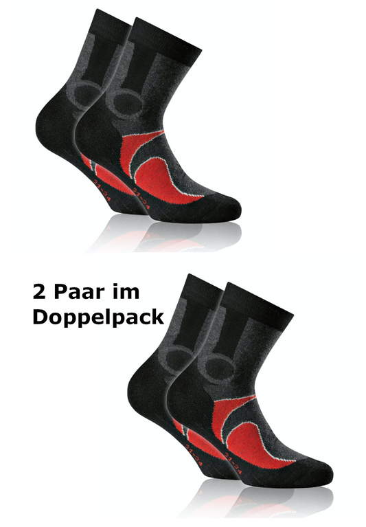 ROHNER Sport-Socken/Wander-Socken<br> Basic Trekking<br> 23-26, 27-30, 31-34, 35-38, 39-42 <br>Klima-ausgleichend<br>waden-hoch, anatomische Passform<br>mit Schurwoll-Anteil<br> DOPPELPACK !